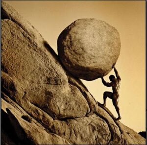 7150456391_db1655c8b3_o Sisyphus pushes a rock up a mountain