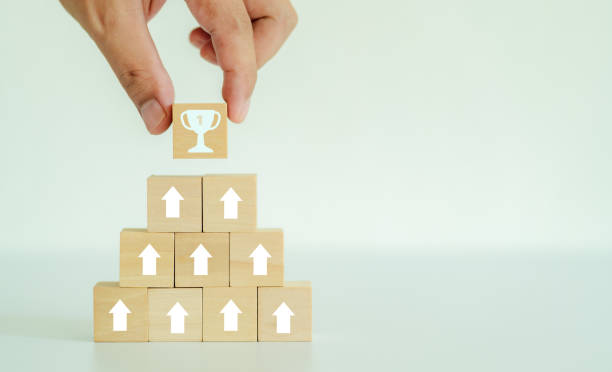 Small building blocks in a pyramid shape