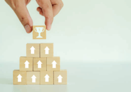 Small building blocks in a pyramid shape